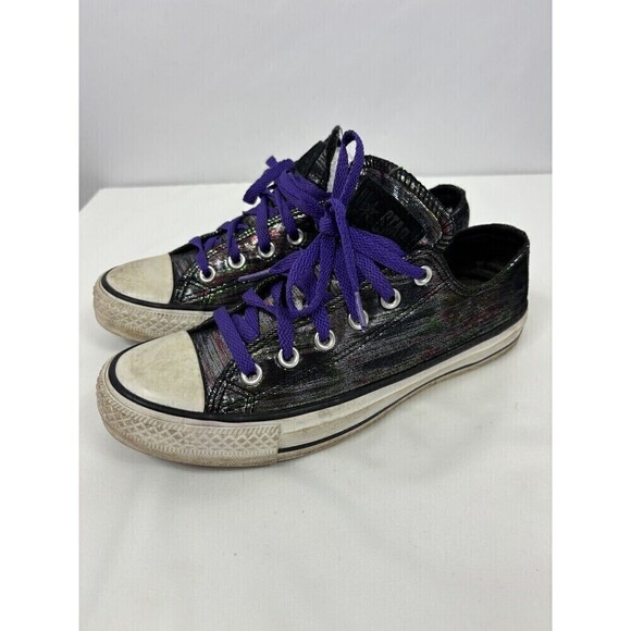Converse All-Stars Black Multicolor Shimmer Womens 8 Low Top Lace Up Metallic - Picture 1 of 11